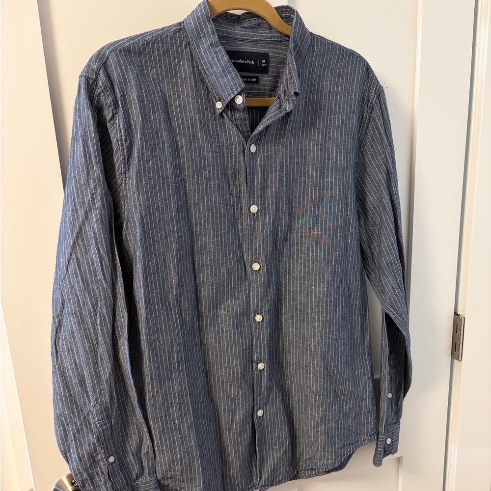 Abercrombie & Fitch Navy Striped Button Down Shirt